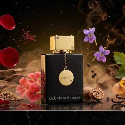 Perfume Club de Nuit Intense Woman de Armaf con notas de rosa, azafrán, geranio, pachulí, madera de oud, vainilla y ámbar. Fragancia chipre floral femenina.