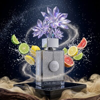 Perfume Club de Nuit Bling de Armaf con notas de cítricos, Prisma Floral, Polvo de Estrellas, maderas aterciopeladas y vainilla. Fragancia amaderada aromática unisex.