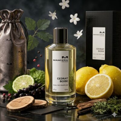 Perfume Cedrat Boise de Mancera con notas de limón siciliano, bergamota, grosellas negras, cuero, cedro, vainilla y almizcle blanco. Fragancia cítrica aromática unisex.