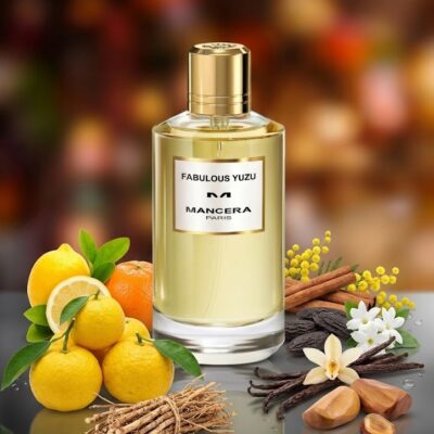 Perfume Fabulous Yuzu de Mancera con notas de yuzu, limón, mandarina, canela, vetiver, jazmín, vainilla y sándalo de Mysore. Fragancia oriental floral unisex.