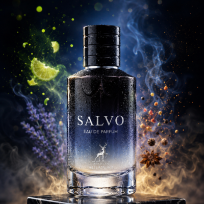 Perfume Salvo de Maison Alhambra para hombre con notas de bergamota, lavanda, pimienta de Sichuan, ambroxan y vainilla. Fragancia oriental fougère masculina.