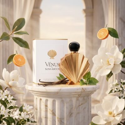 Perfume Vénus de Nina Ricci con notas de hoja de magnolia, mandarina, magnolia, jazmín, vainilla y pachulí. Fragancia chipre floral para mujer.