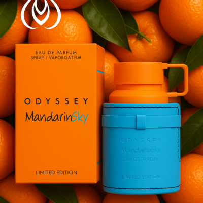 Odyssey Mandarin Sky Armaf perfume masculino cítrico dulce y amaderado